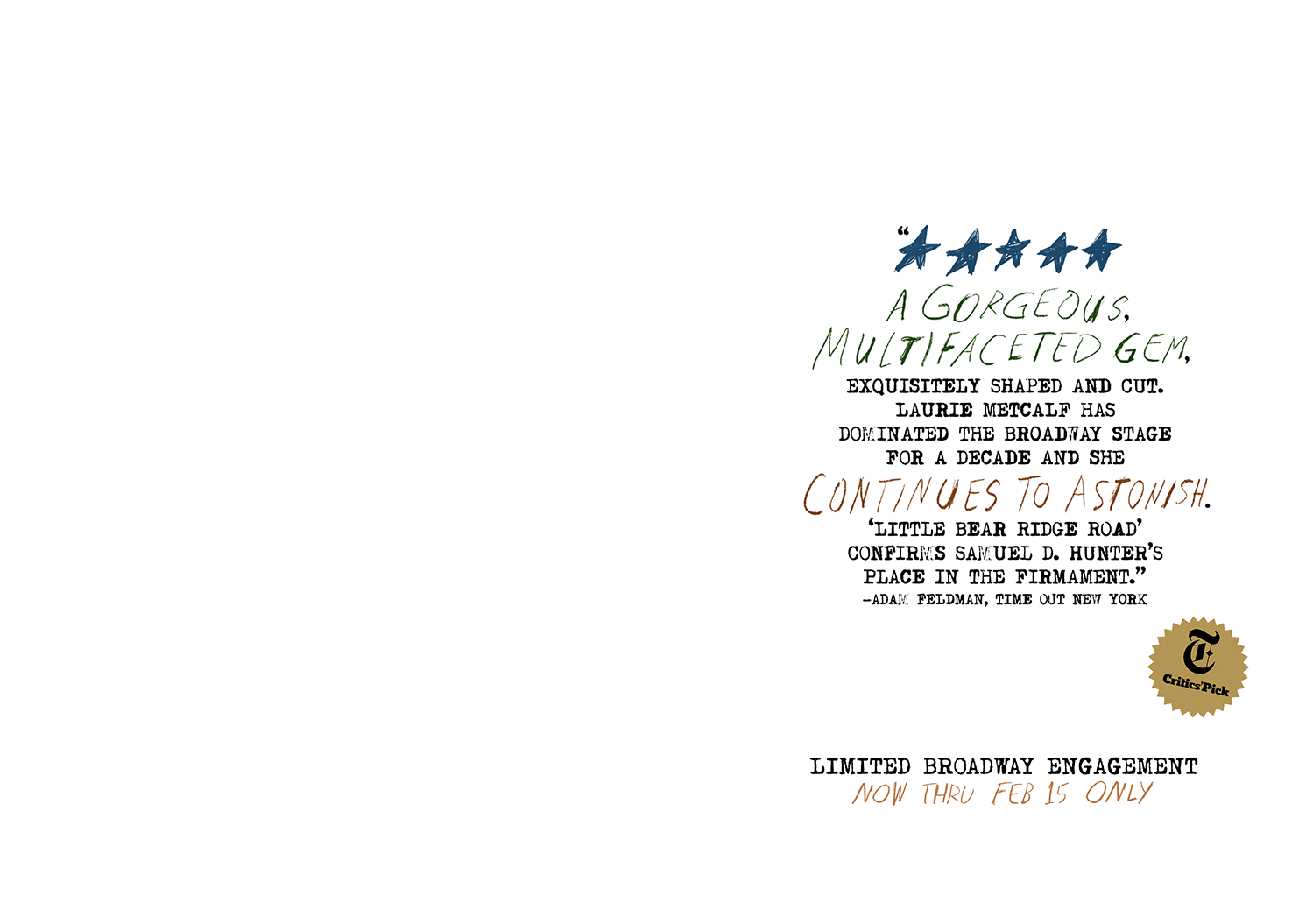 Laurie Metcalf, Micah Stock in Little Bear Ridge Road on Broadway. A play by Samuel D. Hunter. Directed by Joe Mantello